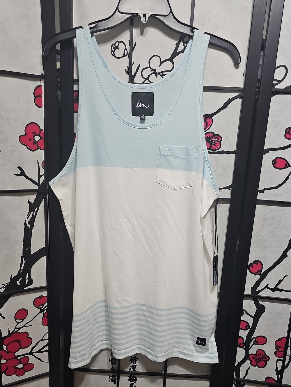 Imperial Motion Light Blue & White Colorblock Tank Medium New